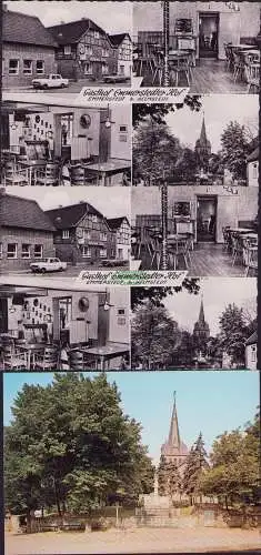 171919 3 AK Emmerstedt bei Helmstedt Gasthof Emmerstedter Hof Im Gasthaus Kirche