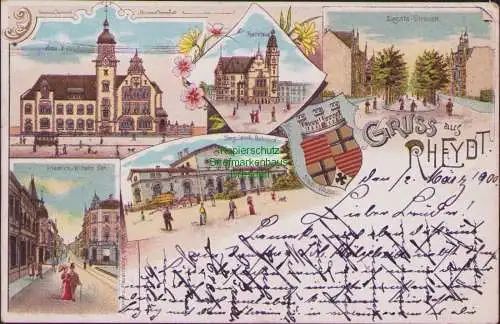 171970 AK Rheydt 1900 Litho Rothhaus Berg. Merk. Bahnhof Augusta-Strasse