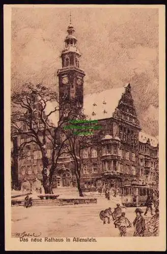 172159 AK Olsztyn Allenstein um 1915 Künstlerkarte P. E. Gabel Das neue Rathaus