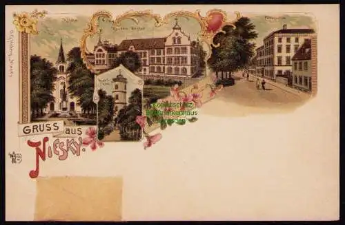 172337 AK  Niesky um 1900 Litho Kirche Wartturm Pädagogium