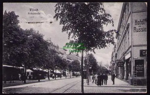 172473 AK  Tilsit 1926 Hohe Strasse Straßenbahn Hotel de Russie s/w