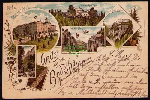 172628 AK Litho Thale 1907 Hotel Zehnpfund Hotel zur Rosstrappe