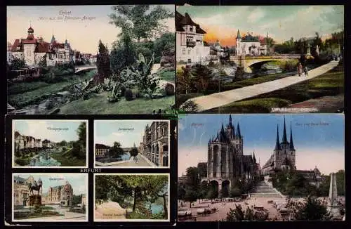 172638 4 AK Erfurt Junkersand Kaiserplatz 1908 Pförtschenbrücke Anlagen Dom 1926