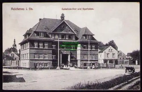 172776 AK Bogatynia Reichenau in Sachsen 1923 Gemeindeamt Sparkasse