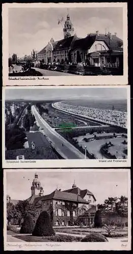 172892 3 AK Swinoujscie Swinemünde Kurhaus 1942 Strand Promenade Kurgarten 1944