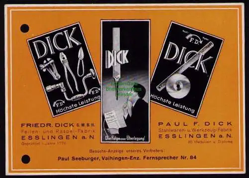 172884 AK Vahingen Enz 1932 Friedr. Dick Esslingen Feilen. U. Raspel Fabrik