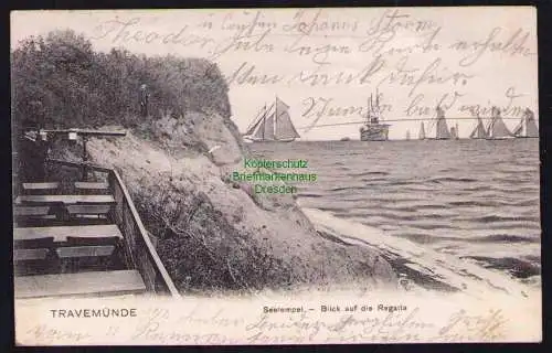 173713 AK Travemünde 1905 Seetempel Blick auf die Ragatta