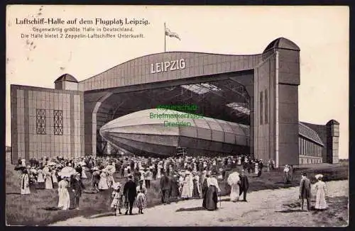 173735 AK Leipzig 1913 Luftschiff Halle auf dem Flugplatz Zeppelin Luftschiff