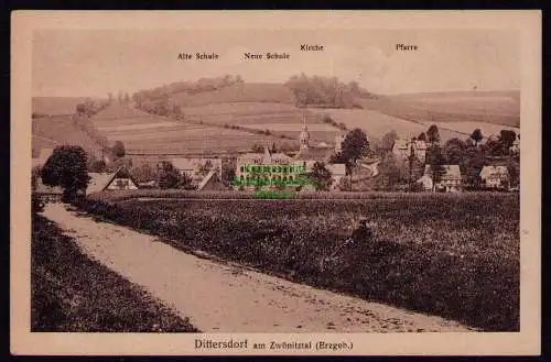 172959 AK Dittersdorf Zwönitztal Erzgeb. Alte Neue Schule Kirche Pfarre