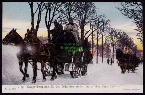 172938 AK Östlicher Kriegsschauplatz Schlittenfahrt im Gebiet der Masuren u 1915