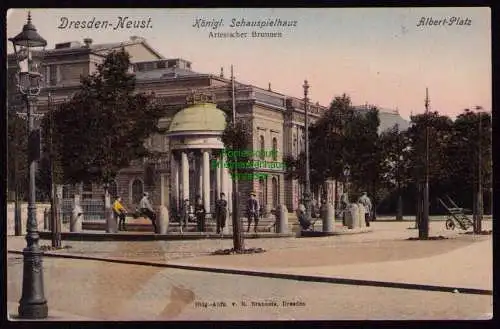 172975 AK Dresden Neustadt Albertplatz 1906 Königliches Schauspielhaus Brunnen