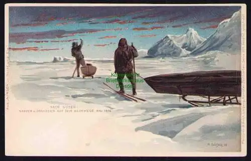 173616 AK Nansen In Nacht und Eis Expedition 1898 Litho Künstlerkarte A Goldfeld