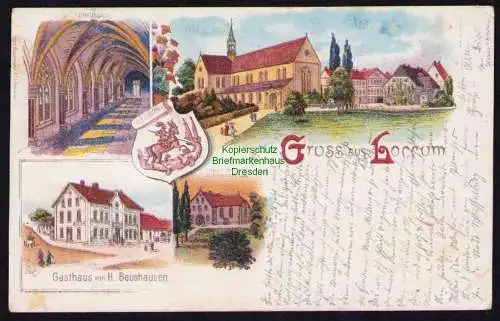 173659 AK Loccum Litho 1897 Gasthaus H. Beushausen Kirche Kreuzgang