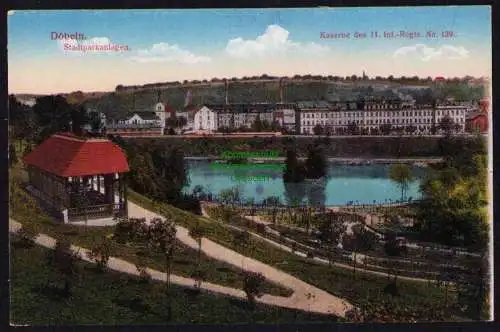 173683 AK Döbeln Stadtparkanlagen Kaserne 11. Inf.-Regts. No. 139 um 1920