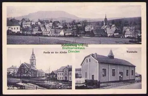 173610 AK Mauersberg i. Erzgebirge um 1920 Kirche Turnhalle Panorama