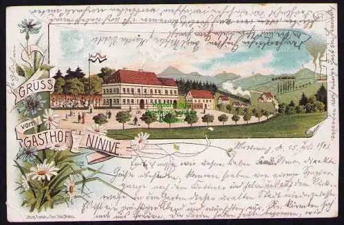 173817 AK Ninive bei Herrnhut Litho 1903 Gasthof