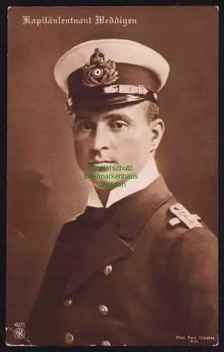 173874 AK Kapitänleutnant Weddigen um 1915 Foto Urbahns Kiel 4971