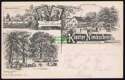 173818 AK Kloster Nimbschen bei Grimma Restauration Lutherlinde Luther Bora 1899