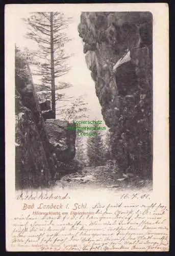 173944 AK Ladek-Zdroj Bad Landeck i. Schl. 1901 Höllenschlucht am Dreieckerfels