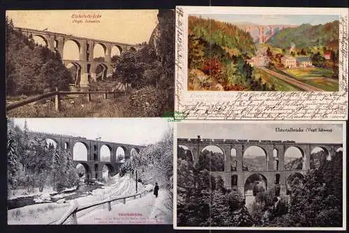 173971 4 AK Elstertalbrücke Litho um 1905 Vogtländische Schweiz
