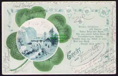 173894 AK Winnenden 1901 Kleeblatt Litho Jugendstil Mühle am Bach