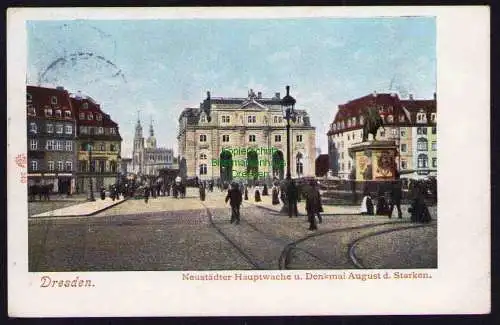 173803 AK Dresden Neustädter Hauptwache Denkmal August des Starken 1906