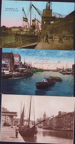 174653 3 AK Königsberg i. Pr. Fähre an der Werfthalle 1916 Am Hafen 1915