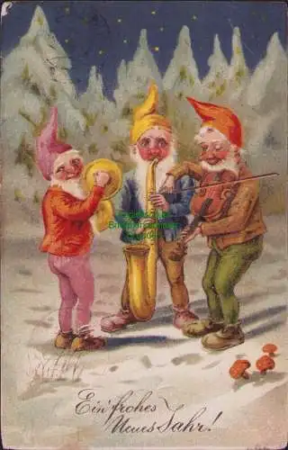 174696 AK Freising 1930 Neujahr Zwerge geben Konzert nach Athen Griechenland