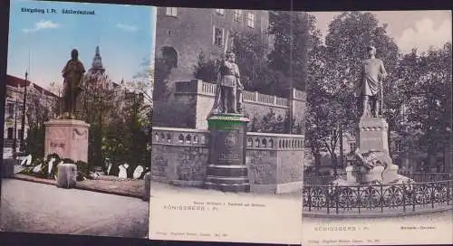 174672 3 AK Königsberg i. Pr. Schillerdenkmal Kaiser Wilhelm I. Denkmal Bismarck