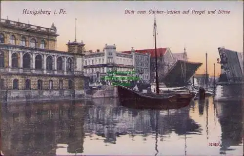 174675 AK Königsberg i. Pr. Blick vom Junker-Garten auf Pregel und Börse um 1910