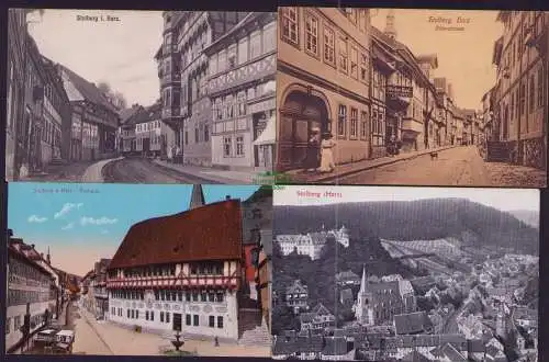 174814 4 AK Stolberg a. Harz - Rathaus Hotel Weißes Roß 1909 Ritterstrasse