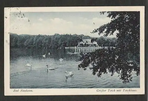 20440 AK Bad Nauheim Großer Teich mit Teichhaus 1924 Bruno Hansmann Kassel
