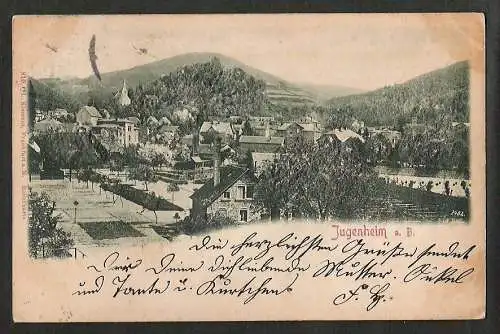 20470 AK Jugenheim a. Bergstrasse 1901 Verlag  Klement Frankfurt Reliefkarte