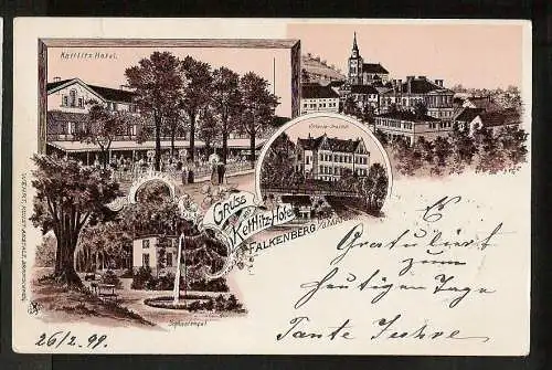 20012 AK Gruss aus Kettlitz Hotel Falkenberg i. d. Mark Litho Victoria Institut