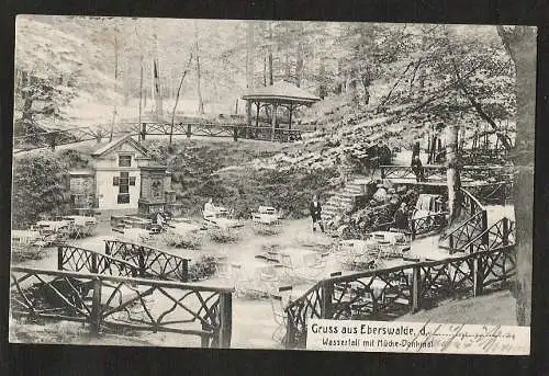 20573 AK Eberswalde 1907 Wasserfall mit Mücke Denkmal