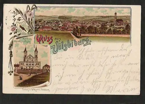 21275 AK Litho Vilsbiburg 1898 nach Neuötting , gelaufen 1898 Verlag G. Mertel