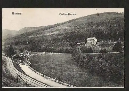 21356 AK Ilmenau Waldschlösschen Bahngleise Vordergrund Bahnpost Plauen 1908