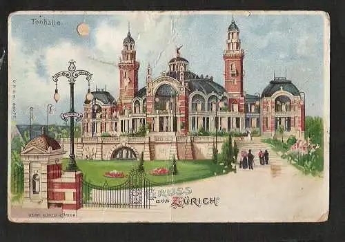 21120 AK Zürich Tonhalle 1900 Halt gegen Licht ausgestanzte Fenster Lampen Mond