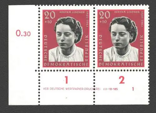 2151 DDR DV 811 DZ 1-2 FN 1 postfrisch ** ungefalten Zähnungsvariante Wolf