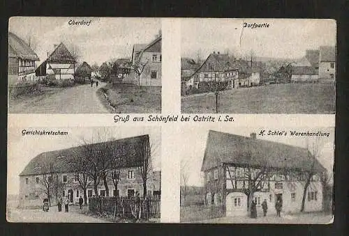 22033 AK Schönfeld bei Ostritz 1921 Oberdorf Gerichtskretscham Warenhandlung