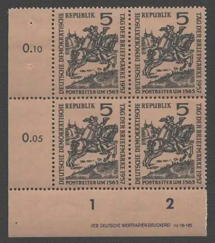 2254 DDR DV 600 RZ 1-2  postfrisch **  1957 Tag der Briefmarke Postreiter u 1563