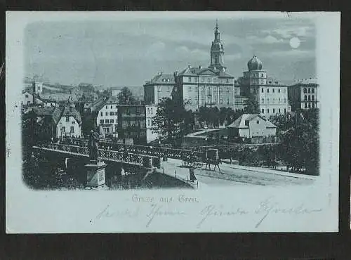 22686 AK Greiz 1898 Mondschein AK, gelaufen