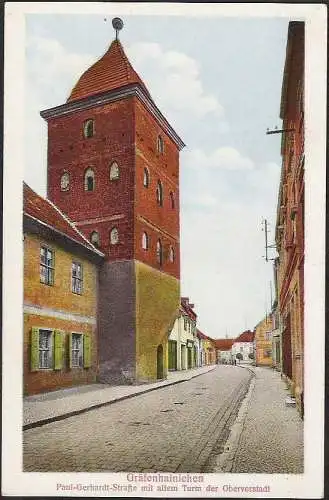 23600 AK Gräfenhainichen Paul Gerhardt Straße mit altem Turm der Obervorstadt