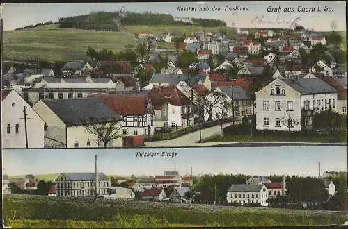 23611 AK Ohorn Sachs. Pulsnitzer Straße Aussicht nach dem Forsthaus Feldpost