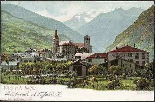 23736 AK Viege et le Balfrin Hotel Soleil Datiert 1906, gelaufen nein