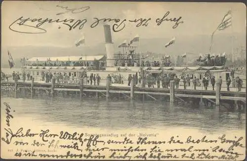 23737 AK Zürich Sonntagsausflug auf der Helvetia Dampfer , gelaufen 1922
