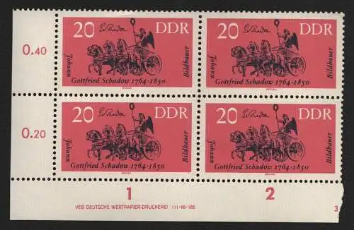 2640 DDR DV 1009 Berühmte Künstler Gottfried Schadow  postfrisch ** ungefalten
