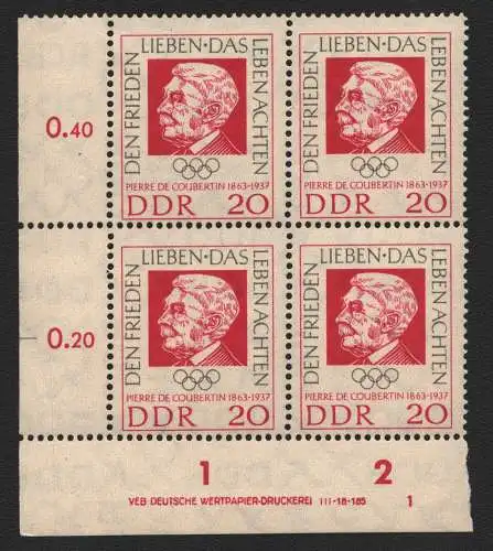 2580 DDR DV 939 Geburtstag von Baron Pierre de Coubertin Olympia postfrisch **