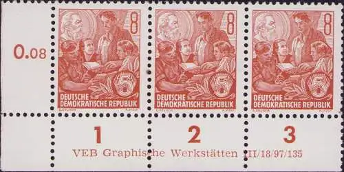 2718 DDR 408 XII DV 3 8 Pfg. Fünfjahrplan ** postfrisch Zähnungsvariante Wolf Ka