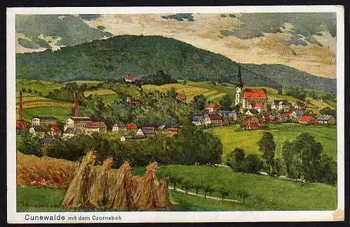 29524 AK Cunewalde mit Czorneboh Künstlerkarte Schneidenbach, ungelaufen um 1925